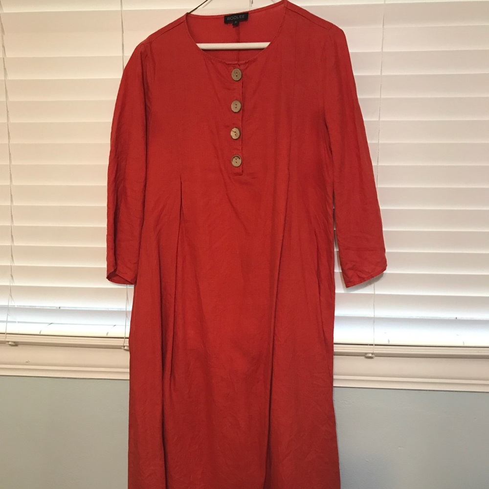 Roolee Mabel Linen Dress in Poppy